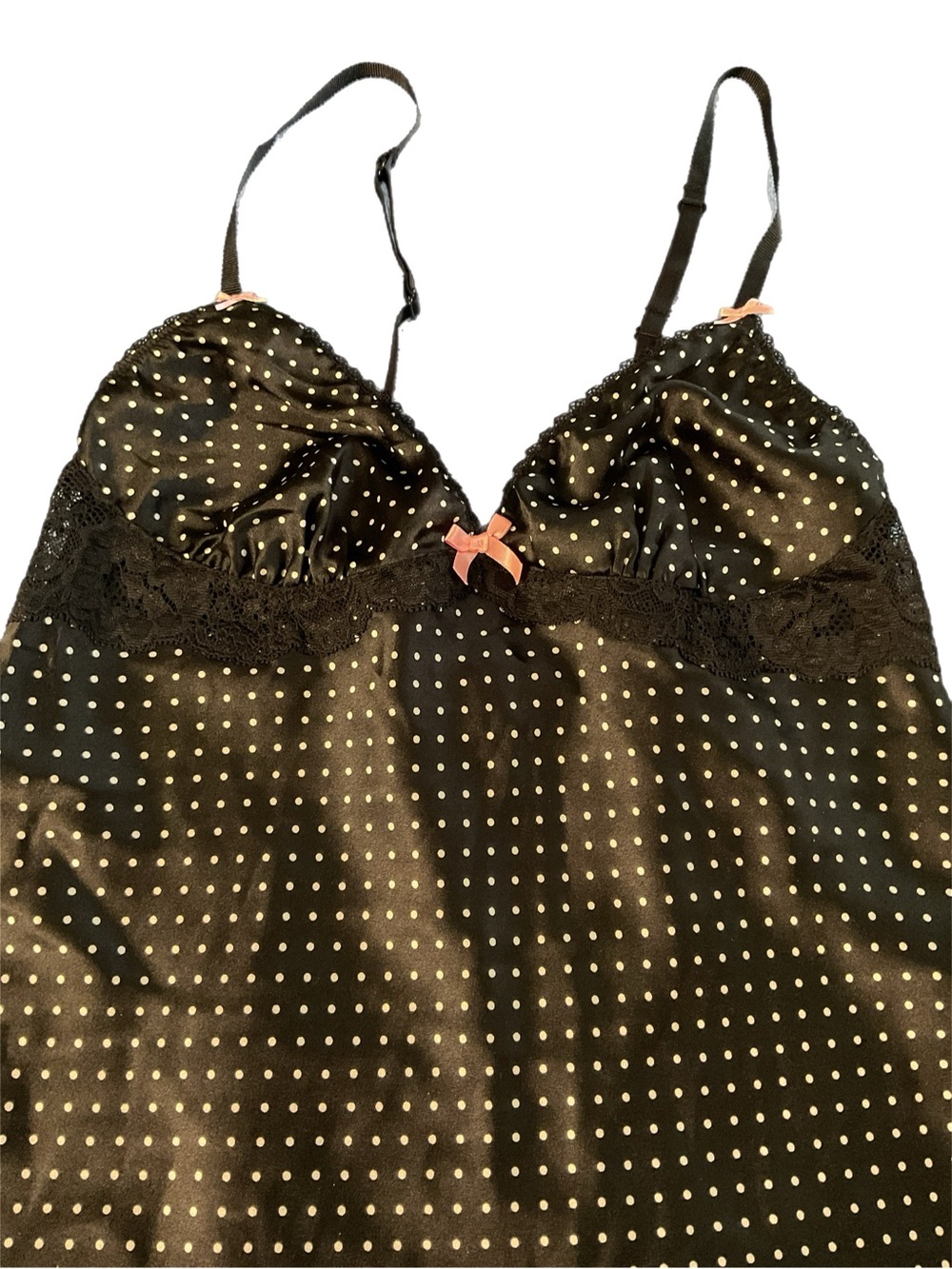 Victoria's Secret XS Black Satin Polka Dot Sexy Chemise Lace Slip Y2K - Picture 11 of 16